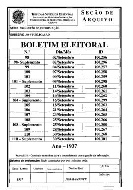 Boletim Eleitoral - Ano VI, nº 104 Suplemento